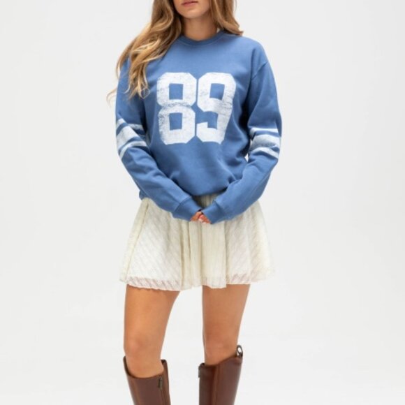 Tilly's Women's Crewneck Sweatshirt SZ: Large Blue/White - Picture 10 of 12